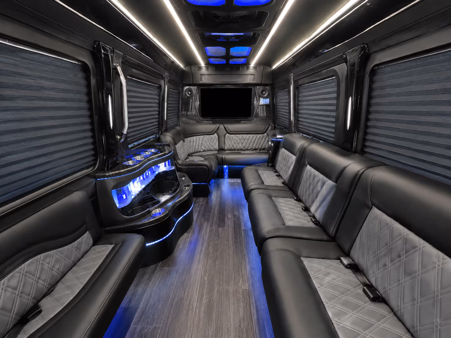 fontana 50 passenger party bus inside