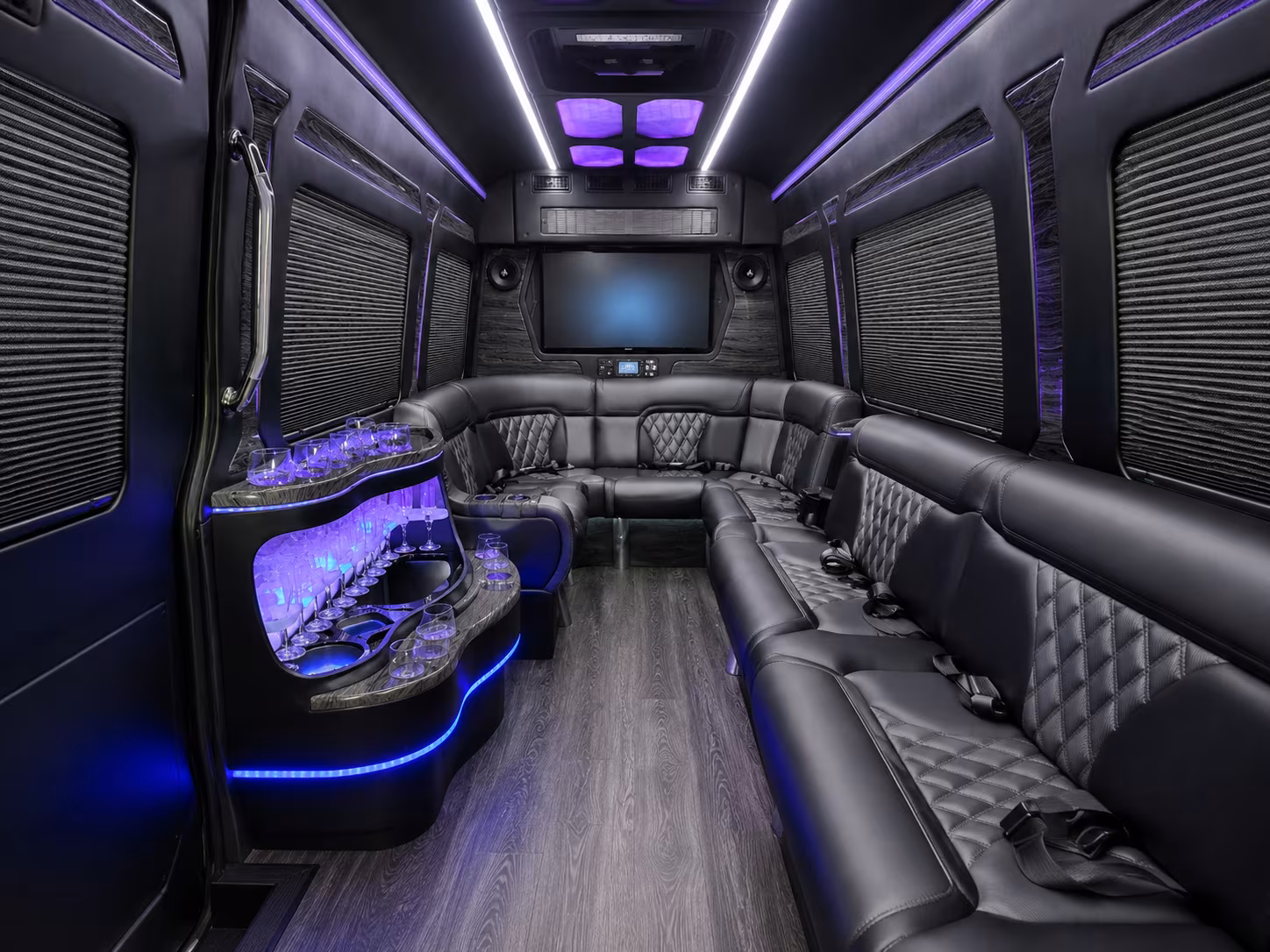 fontana 50 passenger party bus interior